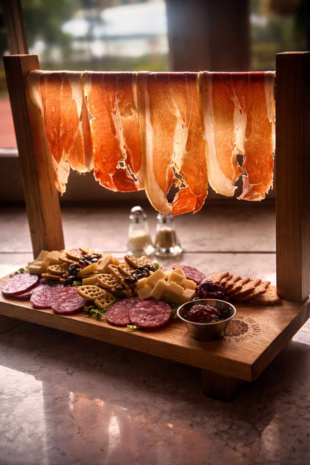 Charcuterie board with prosciutto