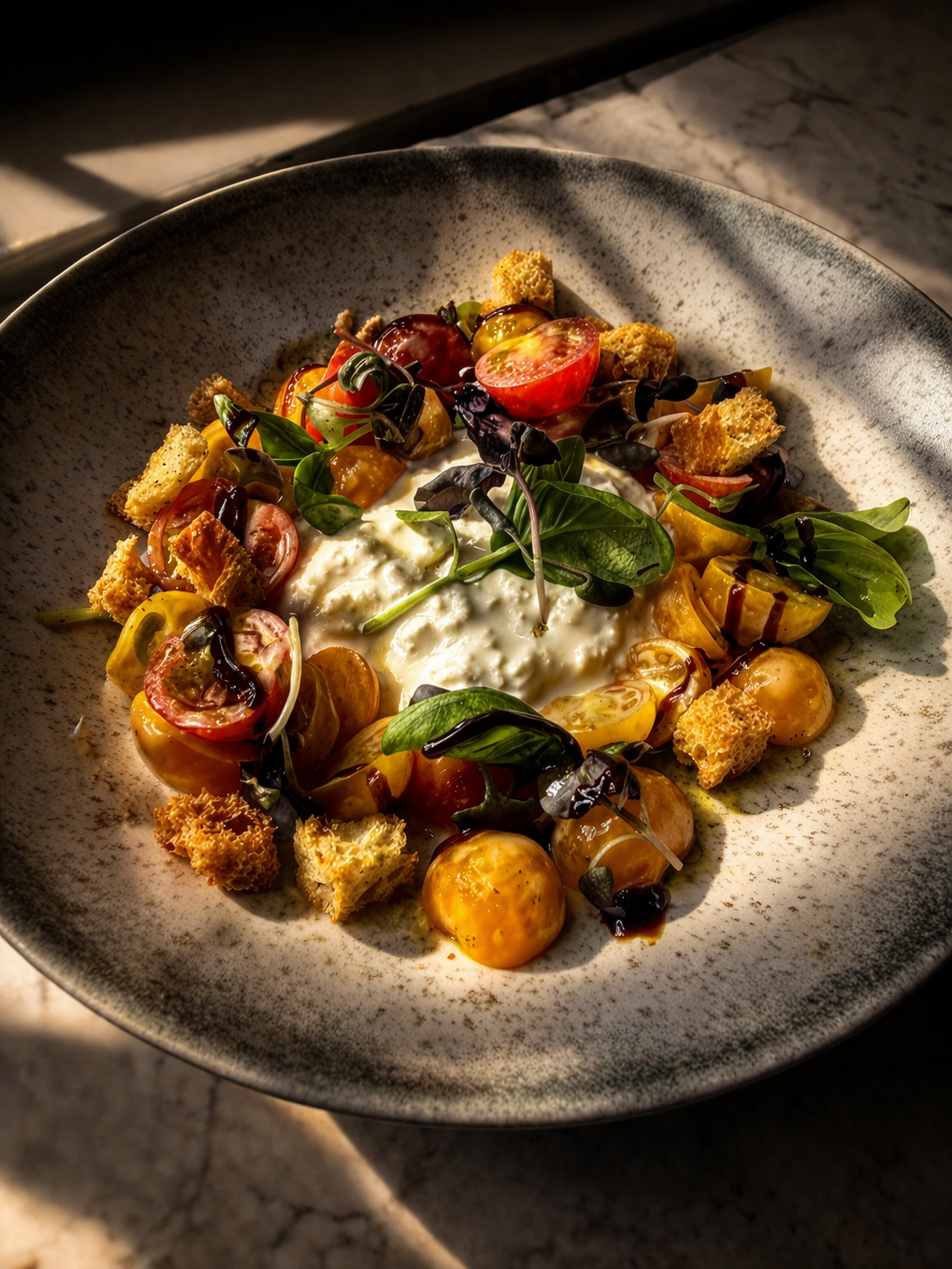 Burrata with heirloom tomatoes